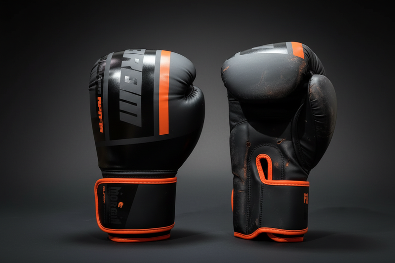 Worn vs new boxing gloves comparison showing signs of replacement needed