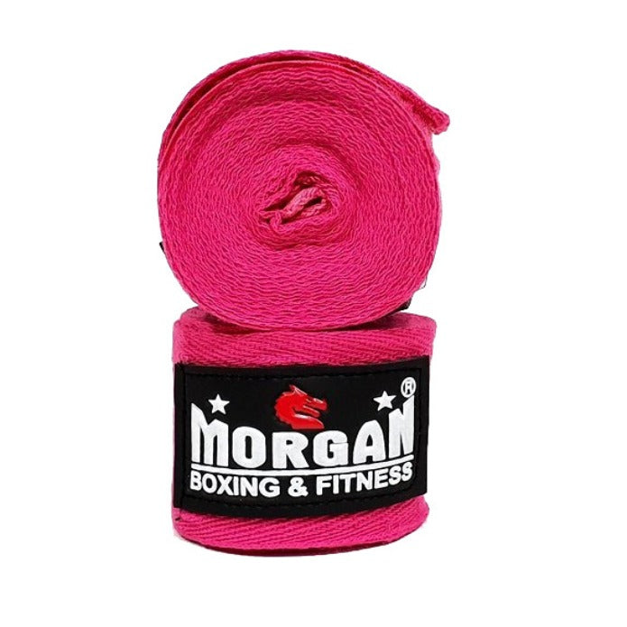 Morgan Cotton Boxing Hand Wraps 180Inch - 4M Long (Pair) Pink