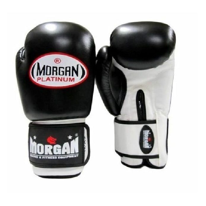 Morgan V2 Platinum Leather Sparring Gloves (10-12-14-16Oz) Black