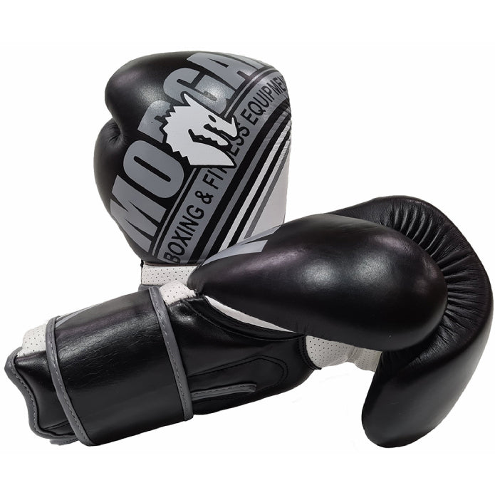 Morgan Aventus Leather Boxing Gloves (10-12-14-16Oz) Black-white