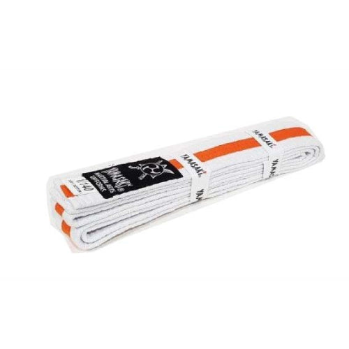 Yamasaki White Martial Arts Belts (With Coloured Stripe) White Orange