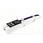 Yamasaki White Martial Arts Belts (With Coloured Stripe) White Purple