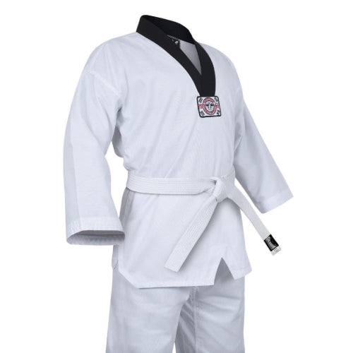 Yamasaki V2 Ribbed Taekwondo Uniform - Black V Neck 8Oz