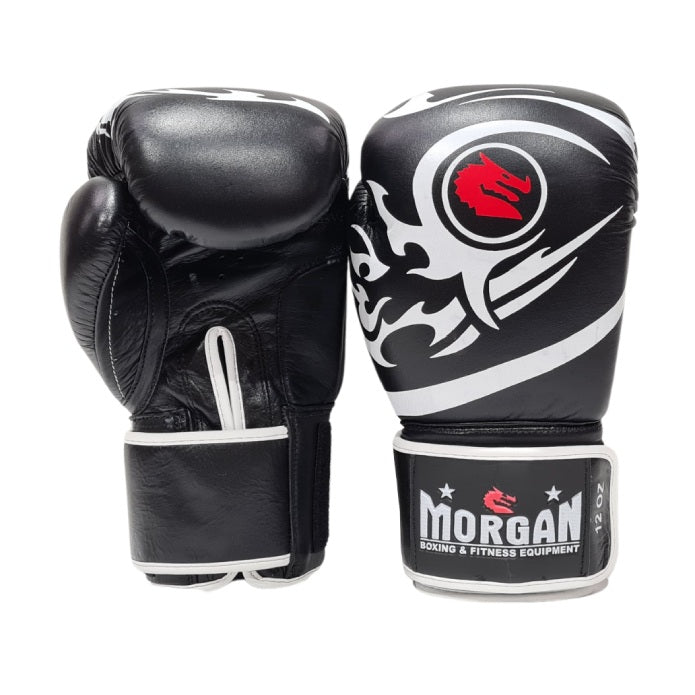 Morgan Elite Boxing & Muay Thai Leather Gloves (8-12-16Oz) Black