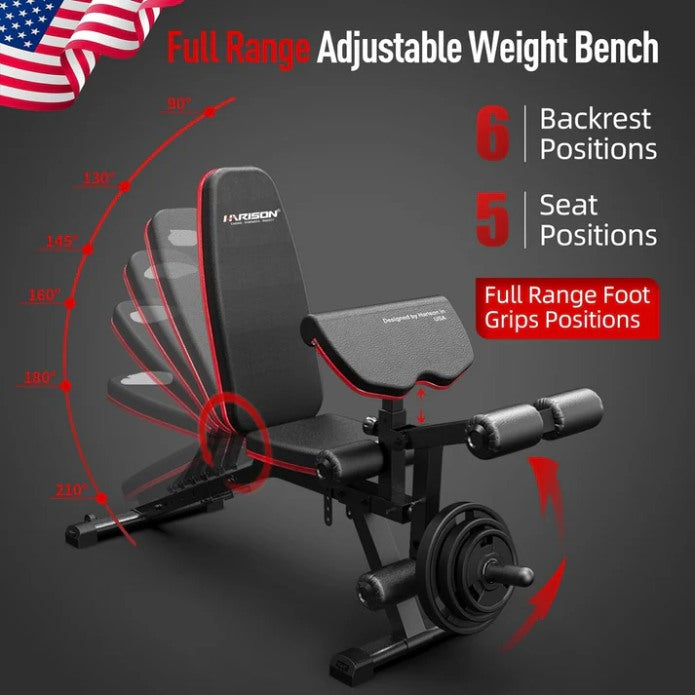 Harison Hr-609 Adjustable Bench With Leg And Arm Curl Attachments