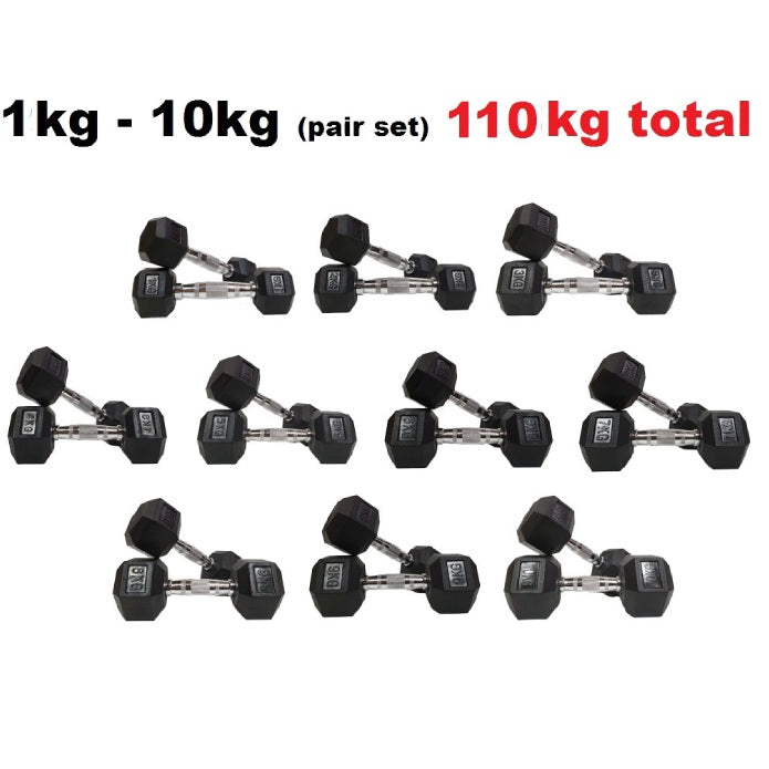 Morgan Rubber Hex 1-10Kg (110Kg Set)