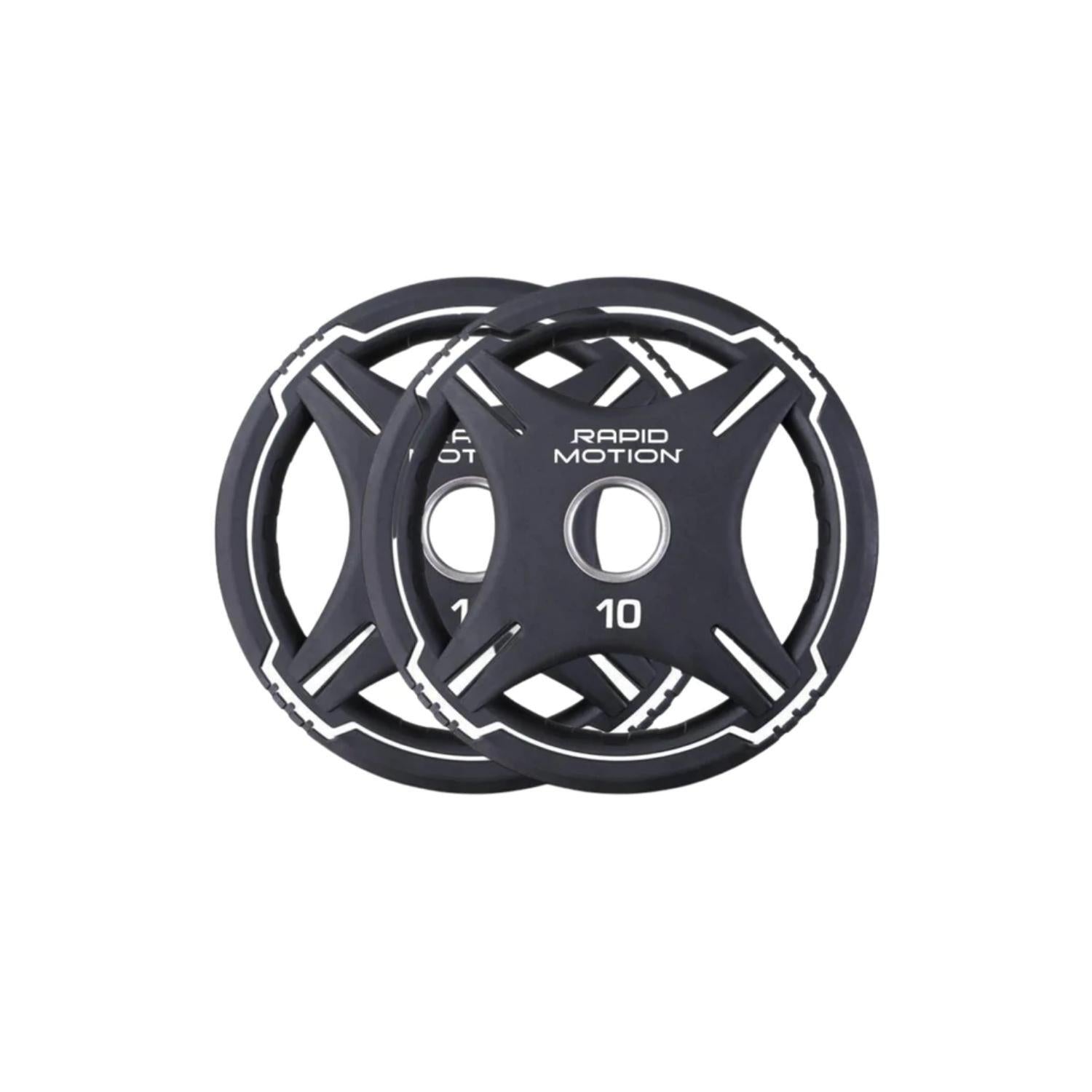 Rapid Motion Quad-Grip Pu Olympic Plates 1.25Kg-25Kg (Sold As Pair) 10 kg