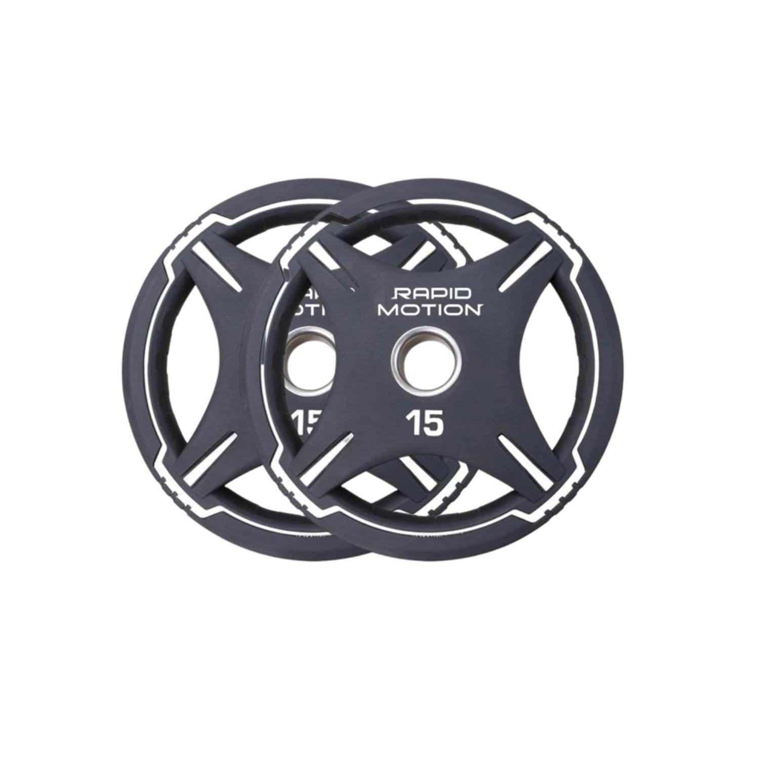Rapid Motion Quad-Grip Pu Olympic Plates 1.25Kg-25Kg (Sold As Pair) 15 kg