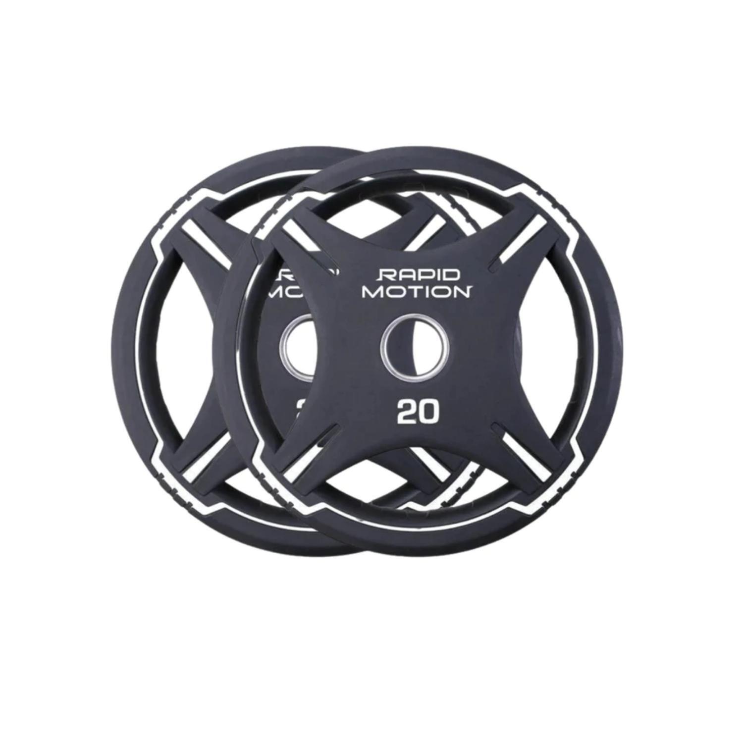 Rapid Motion Quad-Grip Pu Olympic Plates 1.25Kg-25Kg (Sold As Pair) 20 kg