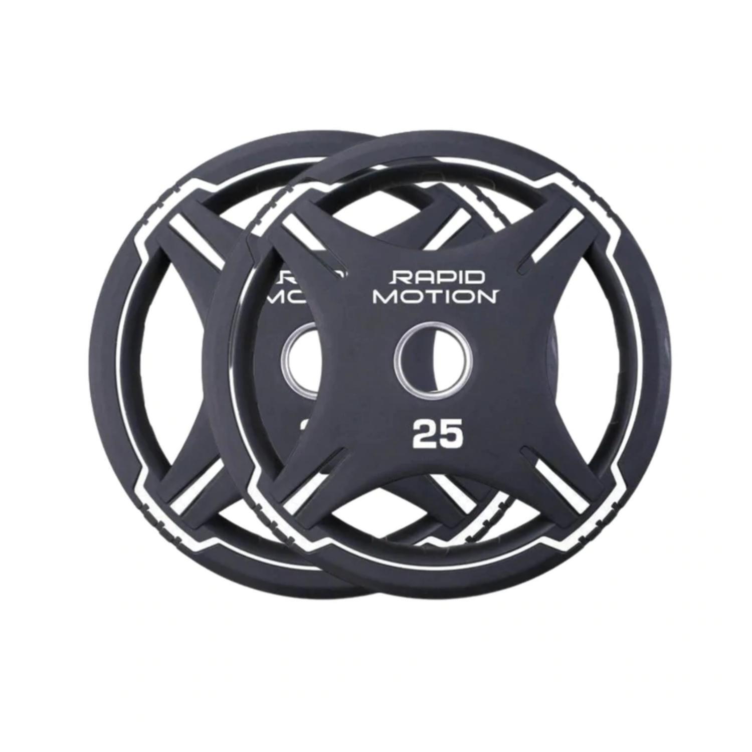 Rapid Motion Quad-Grip Pu Olympic Plates 1.25Kg-25Kg (Sold As Pair) 25 kg